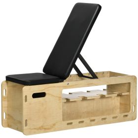 Wooden Adjustable Workout Bench with Dumbbell Rack