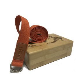 Laser Engraved Bamboo Block & Yoga Strap