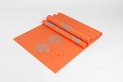 Printed PVC Yoga Mat (Color: Orange)